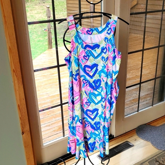 Lulu-B Colorful Heart Print Sleeveless Sz. L Dress - Picture 1 of 10